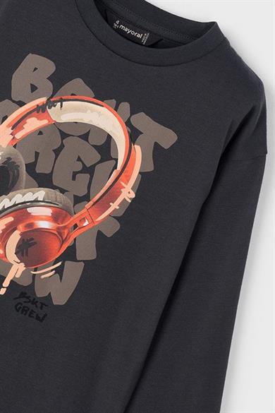 Mayoral Erkek Çocuk 4-9 Yaş 3D Desenli Uzun Kol T-shirt Antrasit