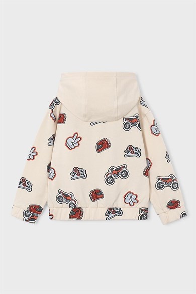 Mayoral Erkek Çocuk 4-9 Yaş Baskılı Kapüşonlu Sweatshirt Krem