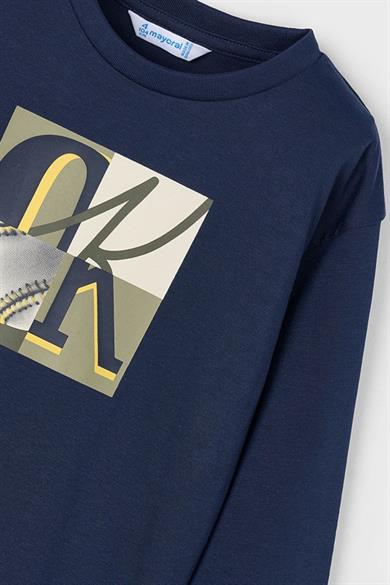 Mayoral Erkek Çocuk 4-9 Yaş Baskılı Uzun Kol T-shirt Lacivert
