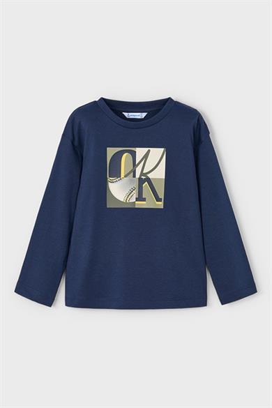 Mayoral Erkek Çocuk 4-9 Yaş Baskılı Uzun Kol T-shirt Lacivert