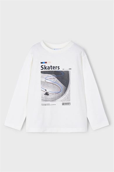Mayoral Erkek Çocuk 4-9 Yaş Desenli İkili Uzun Kol T-shirt Lacivert-Beyaz