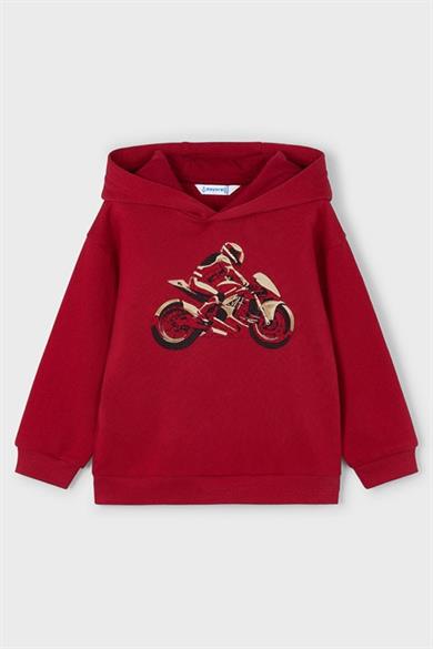 Mayoral Erkek Çocuk 4-9 Yaş Desenli Kapüşonlu Sweatshirt Kırmızı