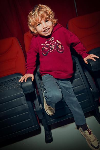 Mayoral Erkek Çocuk 4-9 Yaş Desenli Kapüşonlu Sweatshirt Kırmızı