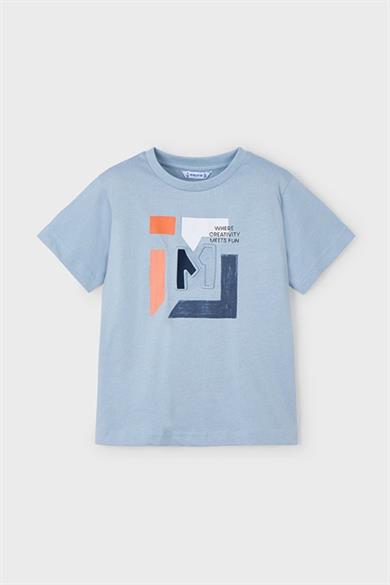 Mayoral Erkek Çocuk 4-9 Yaş Desenli Kısakol T-shirt 3030 Mavi