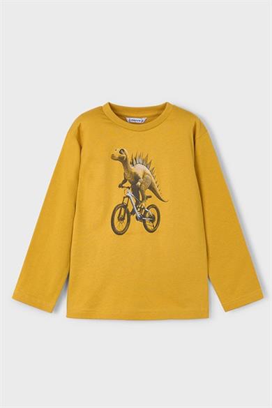 Mayoral Erkek Çocuk 4-9 Yaş Desenli Pamuklu Uzun Kol T-shirt Sarı