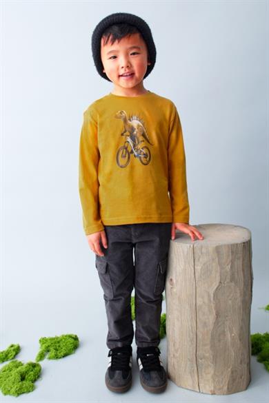 Mayoral Erkek Çocuk 4-9 Yaş Desenli Pamuklu Uzun Kol T-shirt Sarı