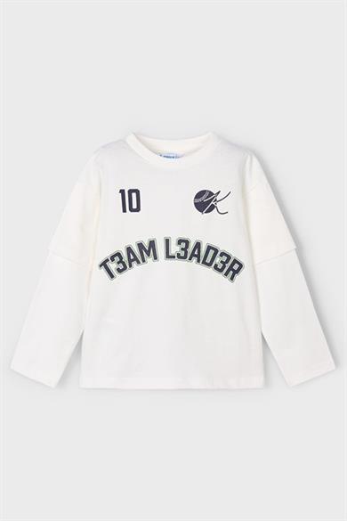 Mayoral Erkek Çocuk 4-9 Yaş  Desenli Uzun Kol T-shirt Ekru