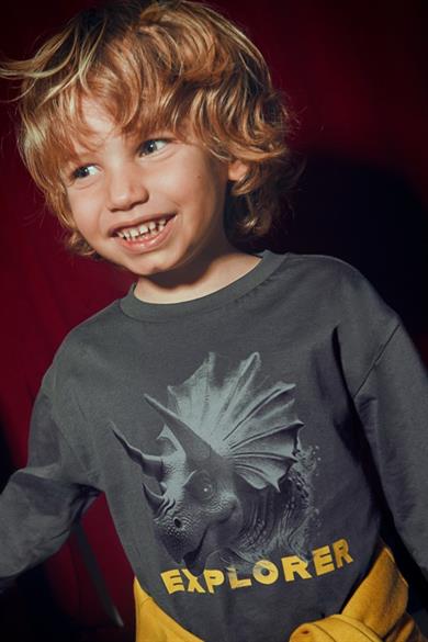 Mayoral Erkek Çocuk 4-9 Yaş Desenli Uzun Kol T-shirt Antrasit