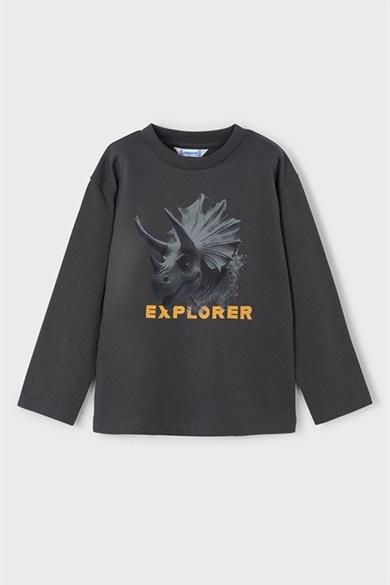 Mayoral Erkek Çocuk 4-9 Yaş Desenli Uzun Kol T-shirt Antrasit