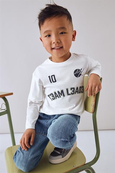 Mayoral Erkek Çocuk 4-9 Yaş  Desenli Uzun Kol T-shirt Ekru