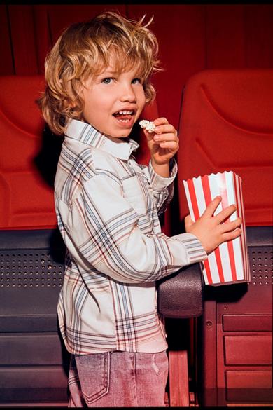 Mayoral Erkek Çocuk 4-9 Yaş Ekoseli Uzun Kol Gömlek Ekru