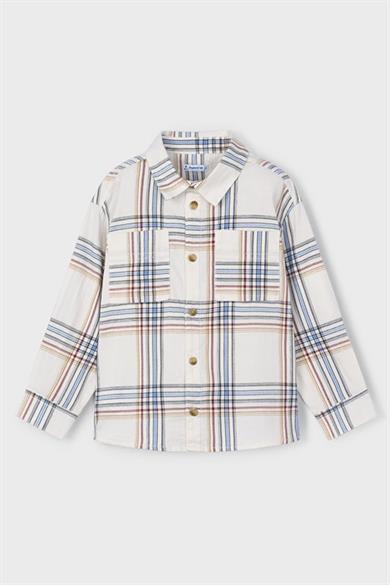 Mayoral Erkek Çocuk 4-9 Yaş Ekoseli Uzun Kol Gömlek Ekru