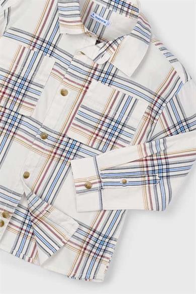 Mayoral Erkek Çocuk 4-9 Yaş Ekoseli Uzun Kol Gömlek Ekru