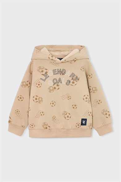 Mayoral Erkek Çocuk 4-9 Yaş Futbol Desenli Mevsimlik Sweatshirt Bej
