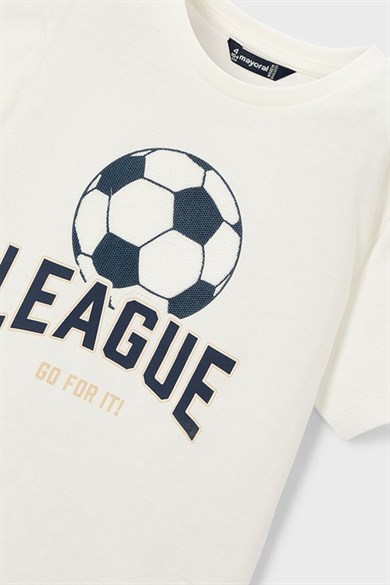 Mayoral Erkek Çocuk 4-9 Yaş Futbol Desenli Kısa Kol T-Shirt Beyaz