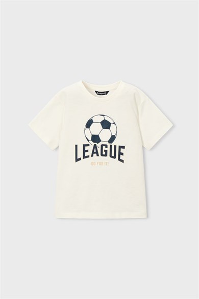 Mayoral Erkek Çocuk 4-9 Yaş Futbol Desenli Kısa Kol T-Shirt Beyaz