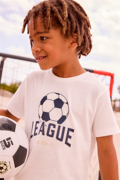 Mayoral Erkek Çocuk 4-9 Yaş Futbol Desenli Kısa Kol T-Shirt Beyaz