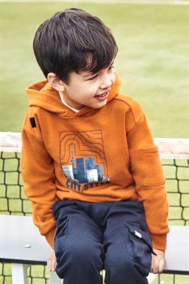 Mayoral Erkek Çocuk 4-9 Yaş Kapüşonlu Sweatshirt 4453 Turuncu