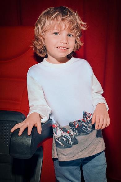 Mayoral Erkek Çocuk 4-9 Yaş Motosiklet Desenli Uzun Kol T-shirt Ekru