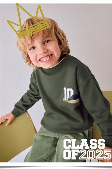 Mayoral Erkek Çocuk 4-9 Yaş Sırt Desenli Sweatshirt Haki