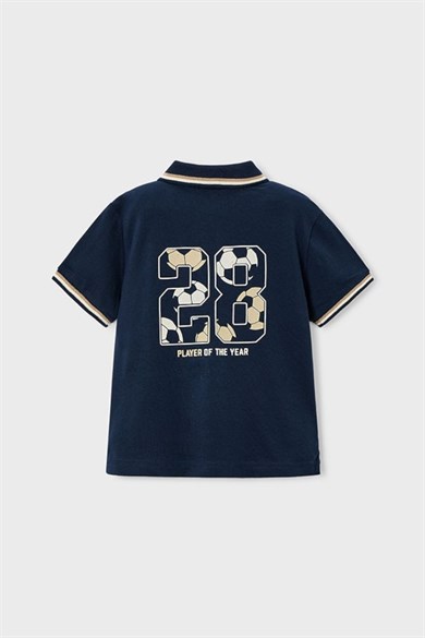 Mayoral Erkek Çocuk 4-9 Yaş Sırt Desenli Polo Yaka Kısa Kol T-Shirt Lacivert