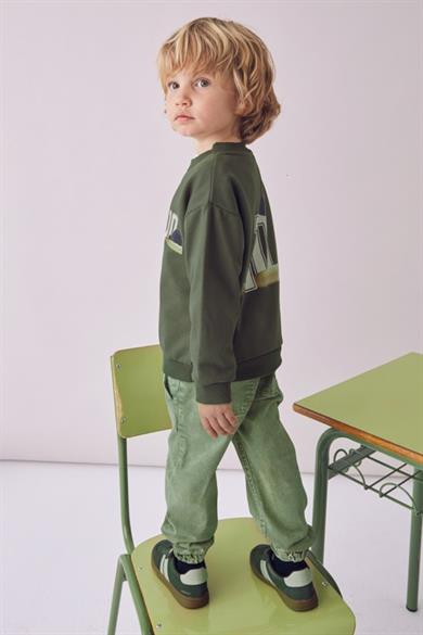 Mayoral Erkek Çocuk 4-9 Yaş Sırt Desenli Sweatshirt Haki