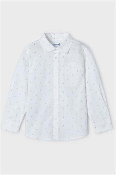 Mayoral Erkek Çocuk 4-9 Yaş Uzun Kol Desenli Gömlek 3124 Ekru