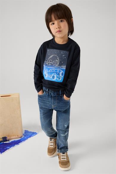 Mayoral Erkek Çocuk 4-9 Yaş Yırtık Detaylı Jogger Pantolon 4538 Kot Mavi