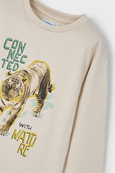 Mayoral Erkek Çocuk 5-9 Yaş Kaplan Desenli Kısakol T-shirt 3052 Bej