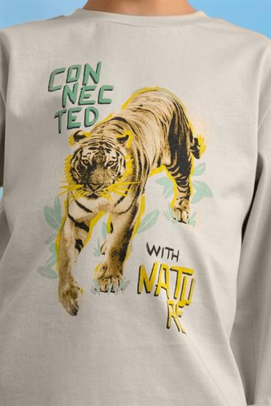 Mayoral Erkek Çocuk 5-9 Yaş Kaplan Desenli Kısakol T-shirt 3052 Bej