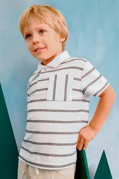 Mayoral Erkek Çocuk 6-9 Yaş %100 Pamuk Polo Yaka T-shrti 3107 Krem