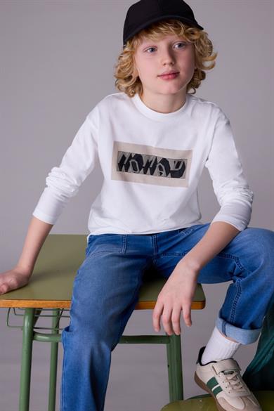 Mayoral Erkek Çocuk 8-16 Yaş Baskılı Uzun Kol T-shirt Ekru