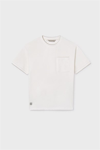 Mayoral Erkek Çocuk 8-16 Yaş Cep Detaylı Kısa Kol T-Shirt Ekru