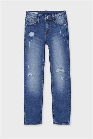 Mayoral Erkek Çocuk 8-16 Yaş Denim Yırtıklı Pantolon 6556 Mavi