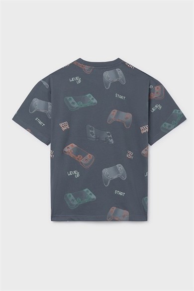 Mayoral Erkek Çocuk 8-16 Yaş Desenli Kısa Kol T-Shirt Antrasit