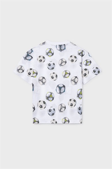 Mayoral Erkek Çocuk 8-16 Yaş Desenli Kısa Kol T-Shirt Ekru