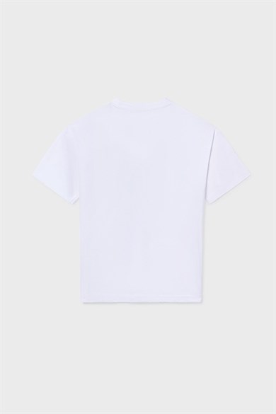 Mayoral Erkek Çocuk 8-18 Yaş Desenli Kısa Kol T-Shirt Beyaz