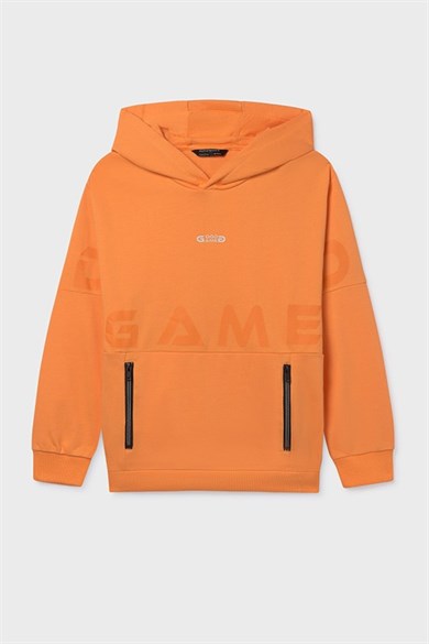 Mayoral Erkek Çocuk 8-16 Yaş Kapüşonlu Desenli Sweatshirt Turuncu