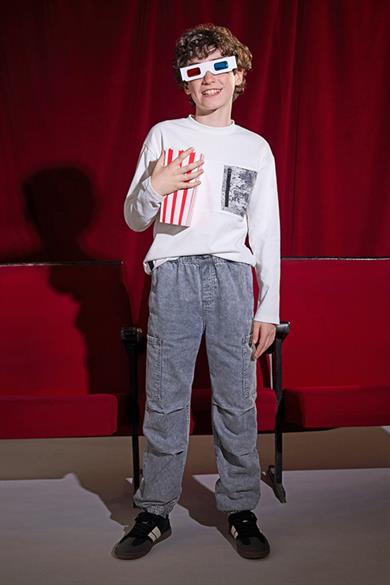 Mayoral Erkek Çocuk 8-16 Yaş Kargo Cep Yumuşak Denim Jogger Gri