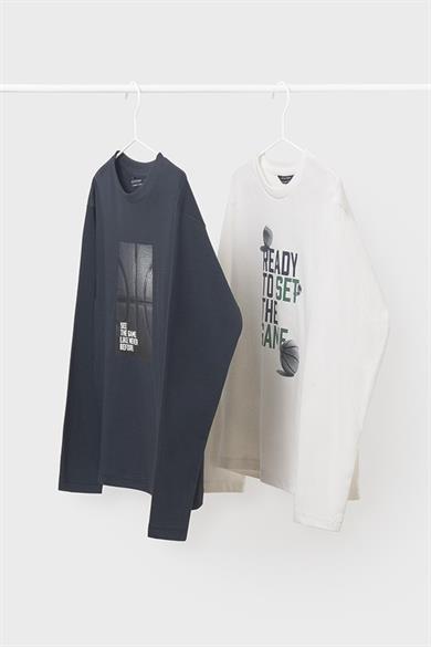 Mayoral Erkek Çocuk 8-16 Yaş Uzun Kol 2li T-shirt Set Lacivert