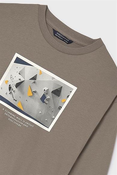 Mayoral Erkek Çocuk 8-18 Yaş Baskılı Uzun Kol T-shirt Vizon