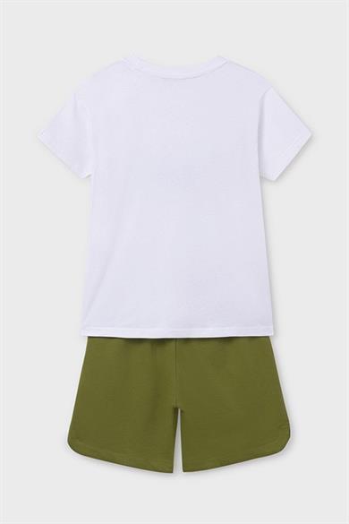 Mayoral Erkek Çocuk 8-18 Yaş Desenli İkili Şortlu Takım 6683 Beyaz-Yeşil