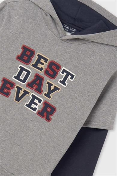 Mayoral Erkek Çocuk 8-18 Yaş İşlemeli Kapüşonlu Sweatshirt 7444 Füme