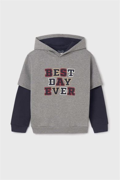 Mayoral Erkek Çocuk 8-18 Yaş İşlemeli Kapüşonlu Sweatshirt 7444 Füme