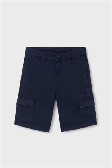 Mayoral Erkek Çocuk 8-18 Yaş Kargo Cepli Kanvas Şort 6289 Lacivert