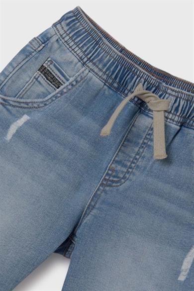 Mayoral Erkek Çocuk 8-18 Yaş Lastikli Bel Denim Şort 6282 Kot Mavi