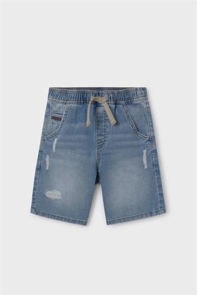Mayoral Erkek Çocuk 8-18 Yaş Lastikli Bel Denim Şort 6282 Kot Mavi