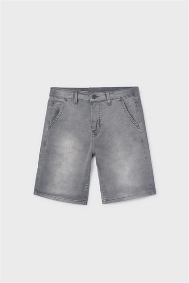 Mayoral Erkek Çocuk  8-18 Yaş Yumuşak Bermuda Denim Şort Gri