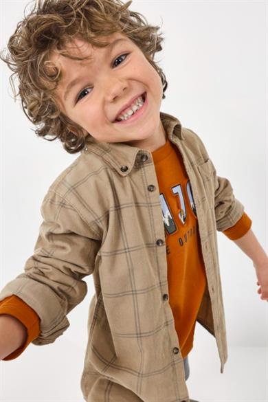 Mayoral Erkek Çocuk Fitilli Kadife İnce Gömlek 4105 Kahverengi