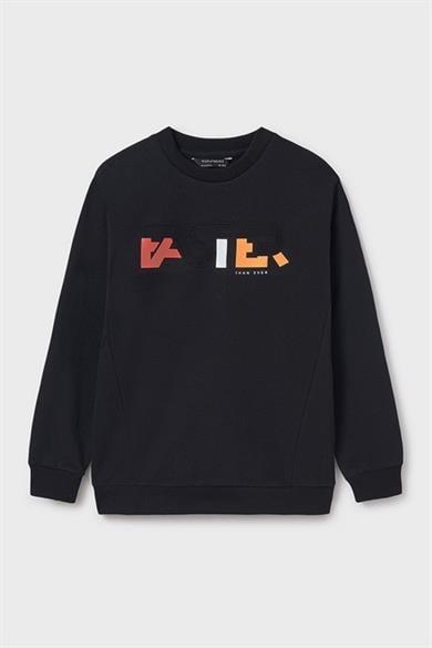 Mayoral Erkeke Çocuk 8-18 Yaş Kabartma Baskı Sweatshirt 6483 Siyah